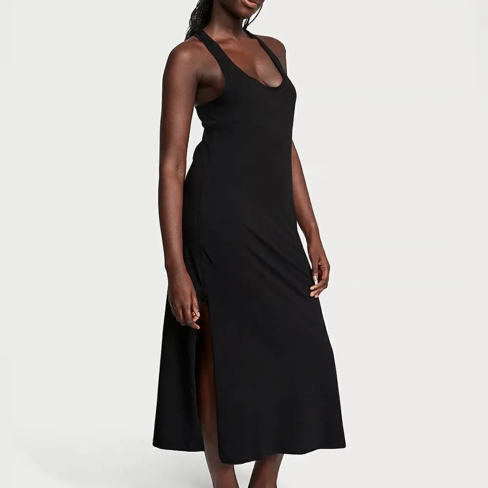 Victorias Secret Relaxed Fit Lightweight Tank Maxi Dress Black